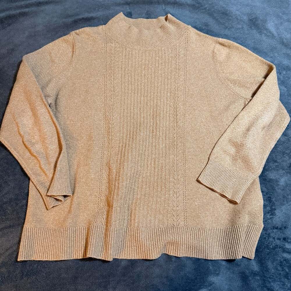 Old Navy Mock Neck Sweater Size XXL Camel Tan Ribbed